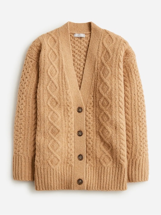 J. Crew Sweaters - J. Crew Camel Cable Knit Stretch Button-Front Cardigan (Small)